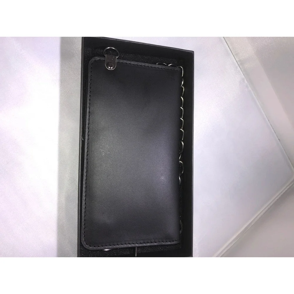 Harley-Davidson Mens Black Leather Drag Race Trucker Chain Wallet HDMWA11676